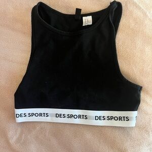 Black Sports Crop Top